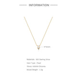 925 Silver Pearl Crystal Zircon Pendant Clavicle Necklace Wedding Jewelry