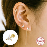 925 Silver Heart Zircon Pearl Wedding Stud Earrings