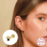 925 Silver Heart Zircon Pearl Wedding Stud Earrings