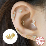 925 Silver Heart Zircon Pearl Wedding Stud Earrings