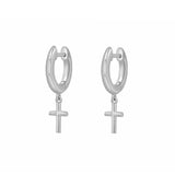925 Silver Star Cross Drop Earrings Women Girl Jewelry