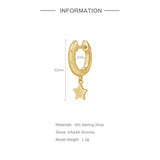 925 Silver Star Cross Drop Earrings Women Girl Jewelry
