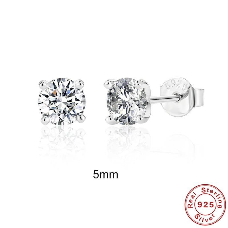 925 Silver Moissanite Diamond Stud Earrings Wedding Party Jewelry Brincos