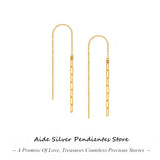 925 Silver Tassel Chain Paper Clip Ear Line Earrings