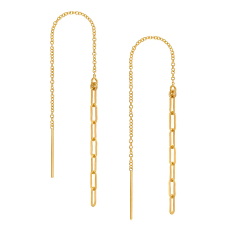 925 Silver Tassel Chain Paper Clip Ear Line Earrings