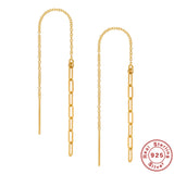 925 Silver Tassel Chain Paper Clip Ear Line Earrings