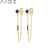 925 Silver Zircon Stud Earrings Long Tassel Irregular Jewelry