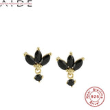 925 Silver Zircon Stud Earrings Long Tassel Irregular Jewelry