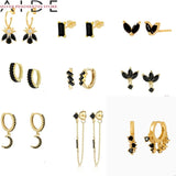925 Silver Zircon Stud Earrings Long Tassel Irregular Jewelry