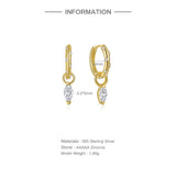 925 Silver Zircon Hoop Earrings For Women Jewelry Brincos