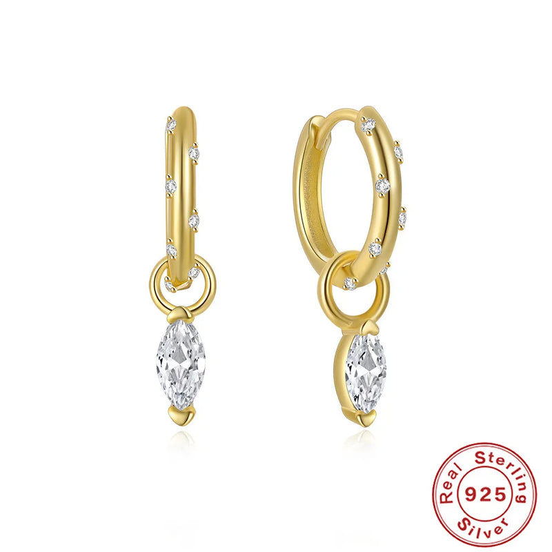 925 Silver Zircon Hoop Earrings For Women Jewelry Brincos
