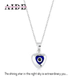925 Silver Red Enamel Devil's Eye Heart Pendant Necklace