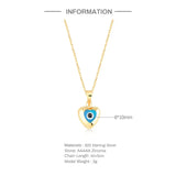 925 Silver Red Enamel Devil's Eye Heart Pendant Necklace