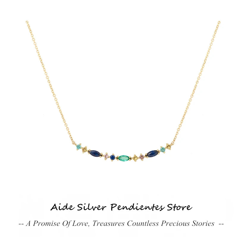 925 Silver Chain Colored CZ Necklace for Anniversary