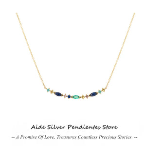 925 Silver Chain Colored CZ Necklace for Anniversary