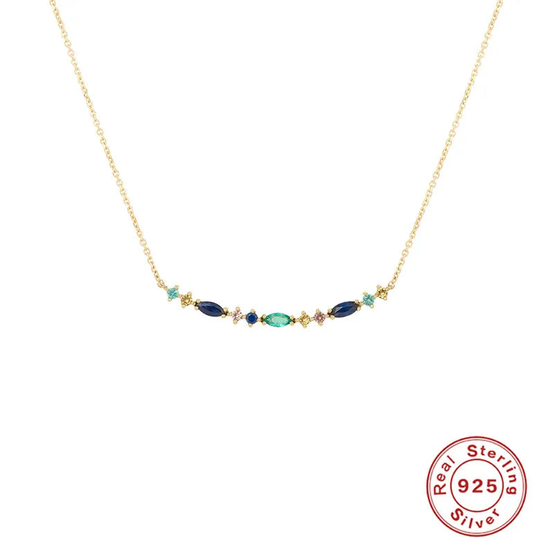 925 Silver Chain Colored CZ Necklace for Anniversary