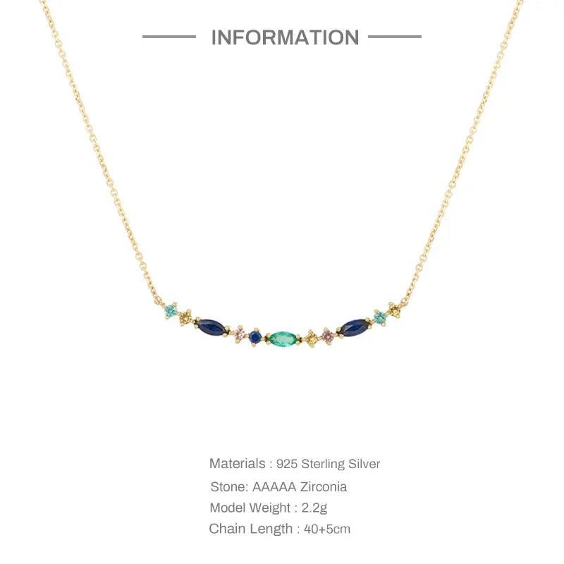 925 Silver Chain Colored CZ Necklace for Anniversary