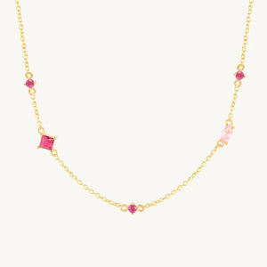 925 Silver Red Zirconia Necklace Minimalist Choker Jewelry