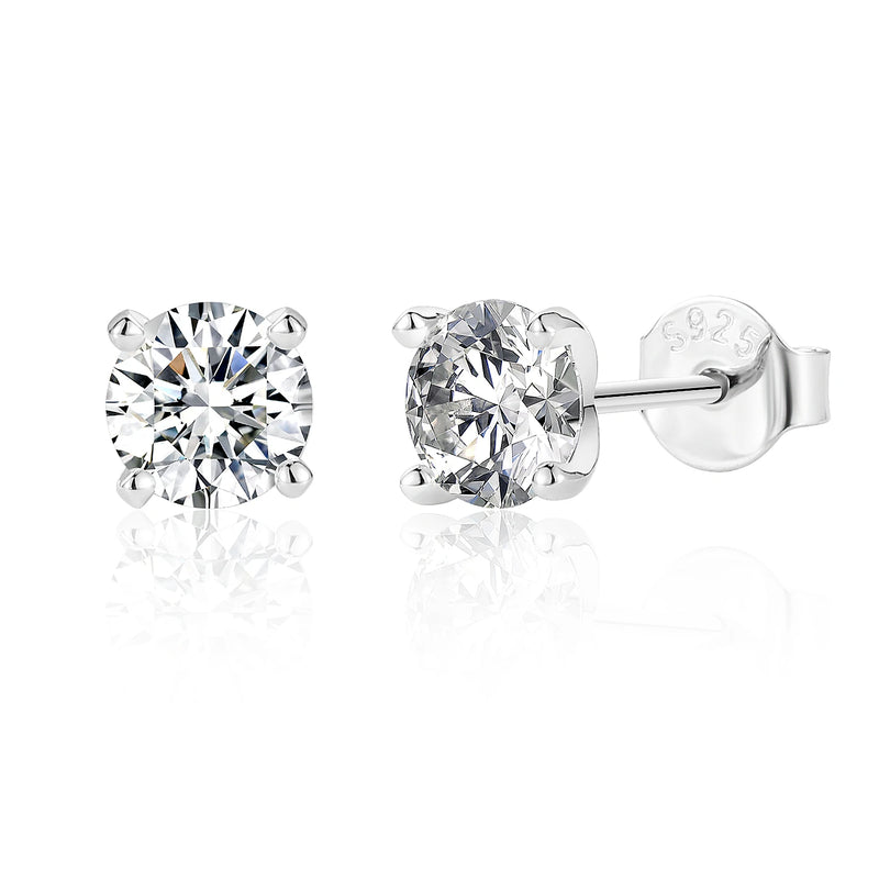 925 Silver Round Diamond Moissanite Earrings for Women