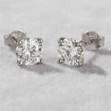 925 Silver Round Diamond Moissanite Earrings for Women