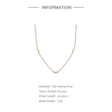 925 Silver Triple Zircon Necklace Pendant for Women Gift