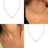 925 Silver Triple Zircon Necklace Pendant for Women Gift