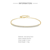 925 Silver Zircon Bracelet Chain for Women's Girl's Star Fine Jewelry