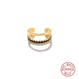 925 Silver Clip Earrings Double Line Crystal Ear Buckle Ear Cuffs