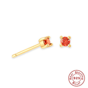 925 Silver Birthstone Stud Earrings for Couples Birthday Gift