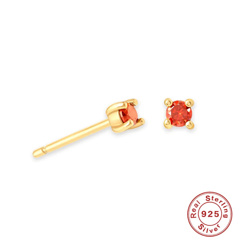 925 Silver Birthstone Stud Earrings for Couples Birthday Gift