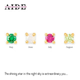 925 Silver Birthstone Stud Earrings for Couples Birthday Gift