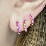 925 Silver Zircon Hoop Earrings Women Girls Small Circle Jewelry Gift