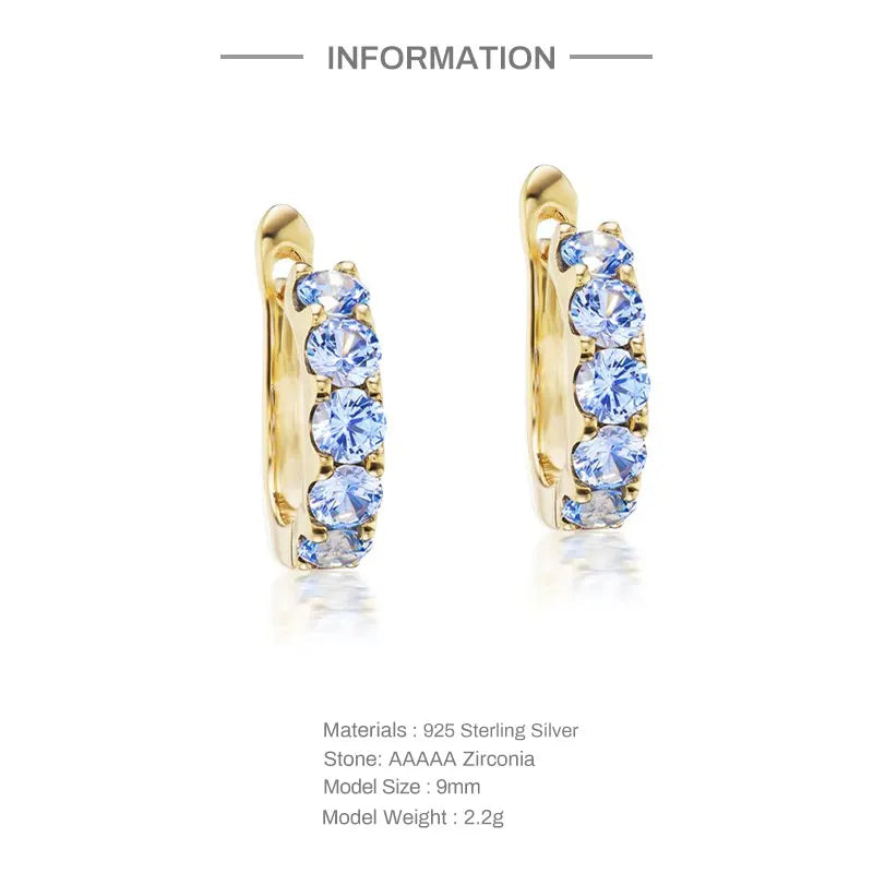 925 Silver Zircon Hoop Earrings Women Girls Small Circle Jewelry Gift