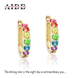925 Silver Zircon Hoop Earrings Women Girls Small Circle Jewelry Gift