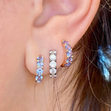 925 Silver Zircon Hoop Earrings Women Girls Small Circle Jewelry Gift