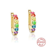 925 Silver Zircon Hoop Earrings Women Girls Small Circle Jewelry Gift