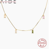 925 Silver Colorful Necklace Zirconia Charms Rainbow Chain Choker
