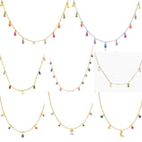 925 Silver Colorful Zircon Necklace Water Drop Round Disc