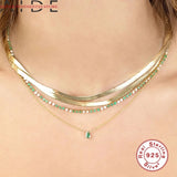 925 Silver Colorful Zircon Necklace Water Drop Round Disc