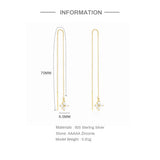 925 Silver Dangle Earrings Minimalist Tassel Four-leaf Zircon Studs