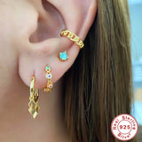 925 Silver Evil Eye Oil Drop Hoop Earrings Enamel Birthday Gift