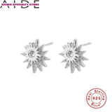 925 Silver Sun Zircon Stud Earrings Girls Gift