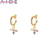 925 Silver Zircon Cross Stud Earrings for Women Girls