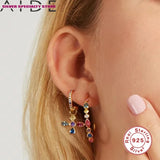 925 Silver Zircon Cross Stud Earrings for Women Girls