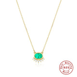 925 Silver Green Zircon Women's Necklace Wedding Jewelry Colar Feminino