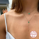 925 Silver Green Zircon Women's Necklace Wedding Jewelry Colar Feminino