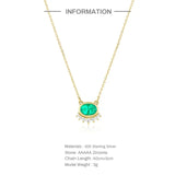 925 Silver Green Zircon Women's Necklace Wedding Jewelry Colar Feminino