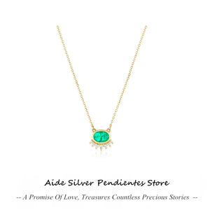 925 Silver Green Zircon Women's Necklace Wedding Jewelry Colar Feminino