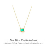 925 Silver Green Zircon Women's Necklace Wedding Jewelry Colar Feminino