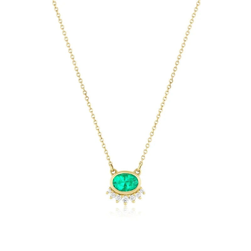925 Silver Green Zircon Women's Necklace Wedding Jewelry Colar Feminino